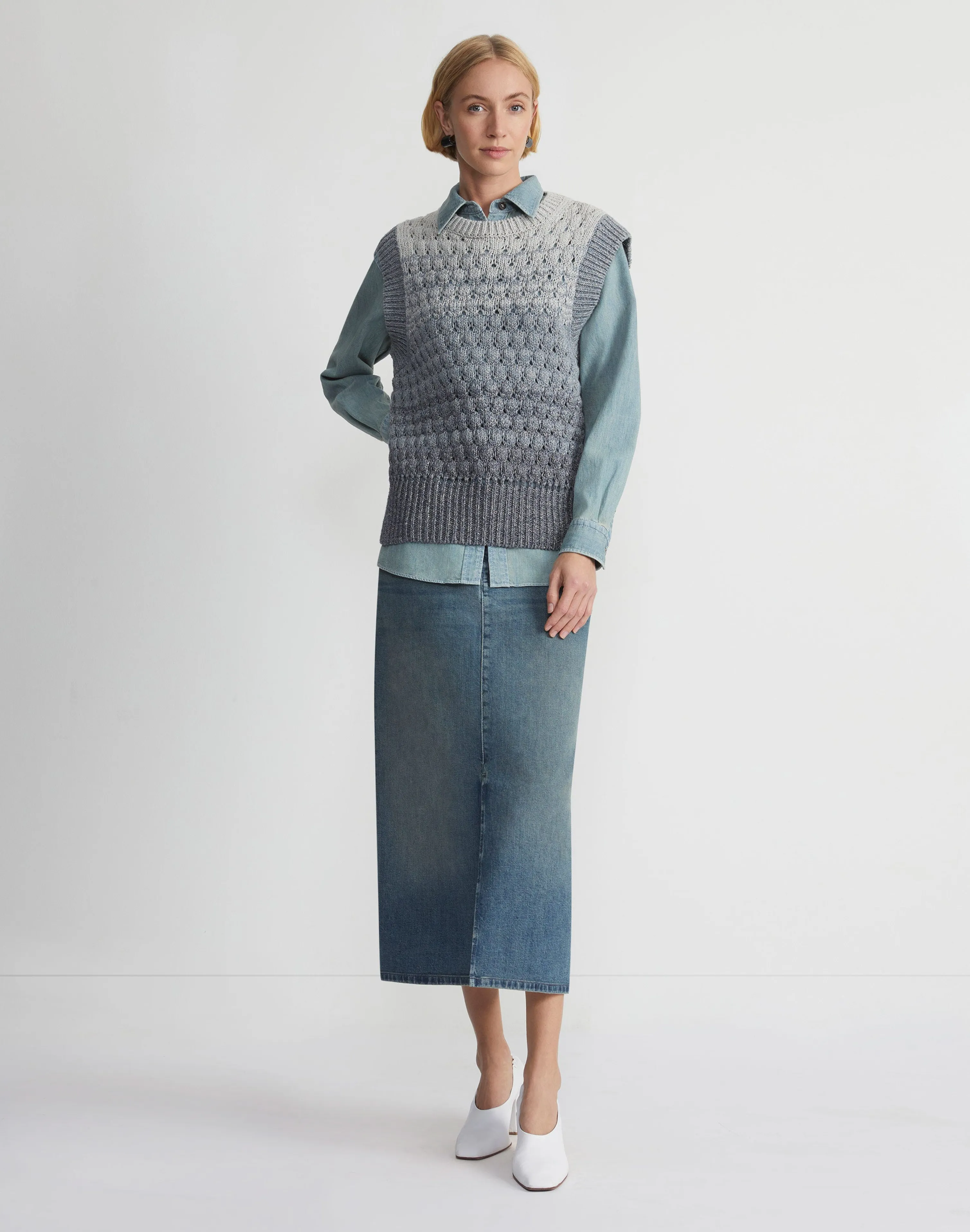 Denim Yarn Sweater Vest